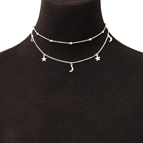 Star Moon Charm Necklace Layering Chain Choker for Women2