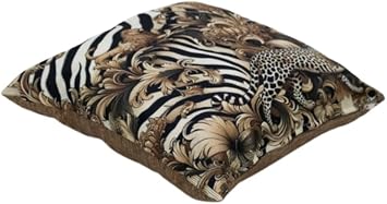 İçi Dolu Krep Örgü Üzerine Dijital Baskılı Kırlent 45x43 cm | Leopar Desenli Dekoratif Yastık
