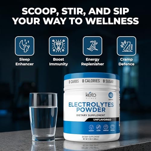 Image of Keto Vitals RAW Unflavored Electrolyte Powder - Sugar Free Electrolytes for Fasting, Keto & Hydration - No Sugar, No Flavor - Flavorless Electrolytes Powder Tub - 60 Servings