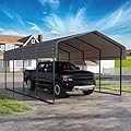 Reinforced Galvanized Carport Outdoor Heavy Duty Shelter with Anchors Easy Assembly for Tractor and Vehicles (12 * 20FT)