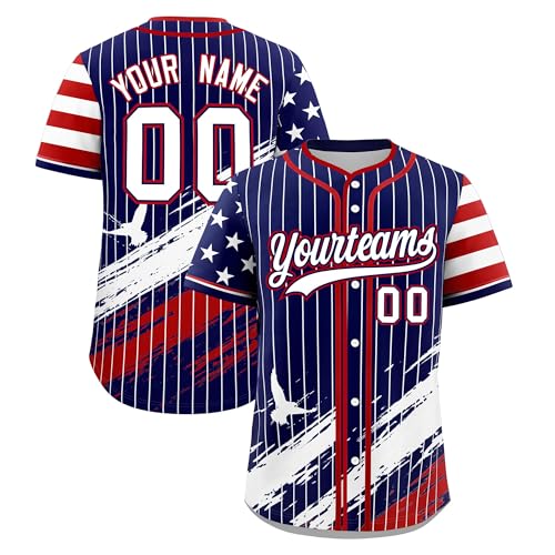 KXK Custom Baseball Jersey Personalized Patriotic Button Down Shirt para hombres, mujeres y jóvenes miniatura 1
