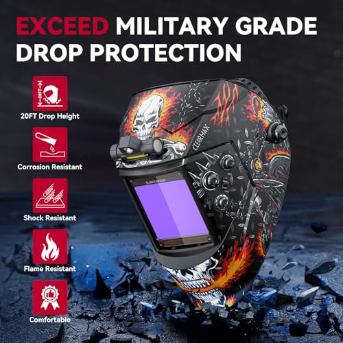 Image of ARCCAPTAIN 3.94 inch x 3.66 inch Auto Darkening Welding Helmet, Solar Powered True Color Welding Hood, 1 /1 /1 /1 Top Optical Clarity Welder Helmet, 4 Arc Sensor Wide Shade 4 /5-9 /9-13 for Stick MIG TIG Cut