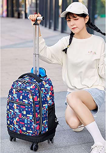 Rollende rugzak Bagage voor kinderen/kinderen Handbagage Trolley Rugzak Koffer met groot wiel, lichtgewicht waterdichte nylon bagage voor kinderen Jongens Meisjes Leerlingen Basisschoolleerlingen Sc - Image 4