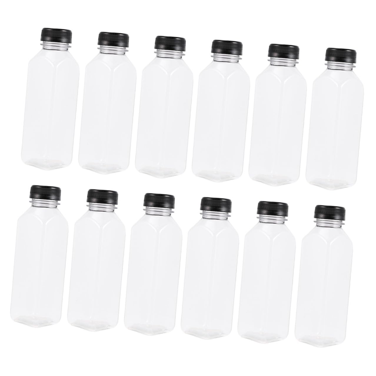 VALICLUD 12 Bottiglie di Plastica Nere da 400ml per Bevande Tappo, Riutilizzabili a Tenuta Sicura, per Succhi Freschi e Latte