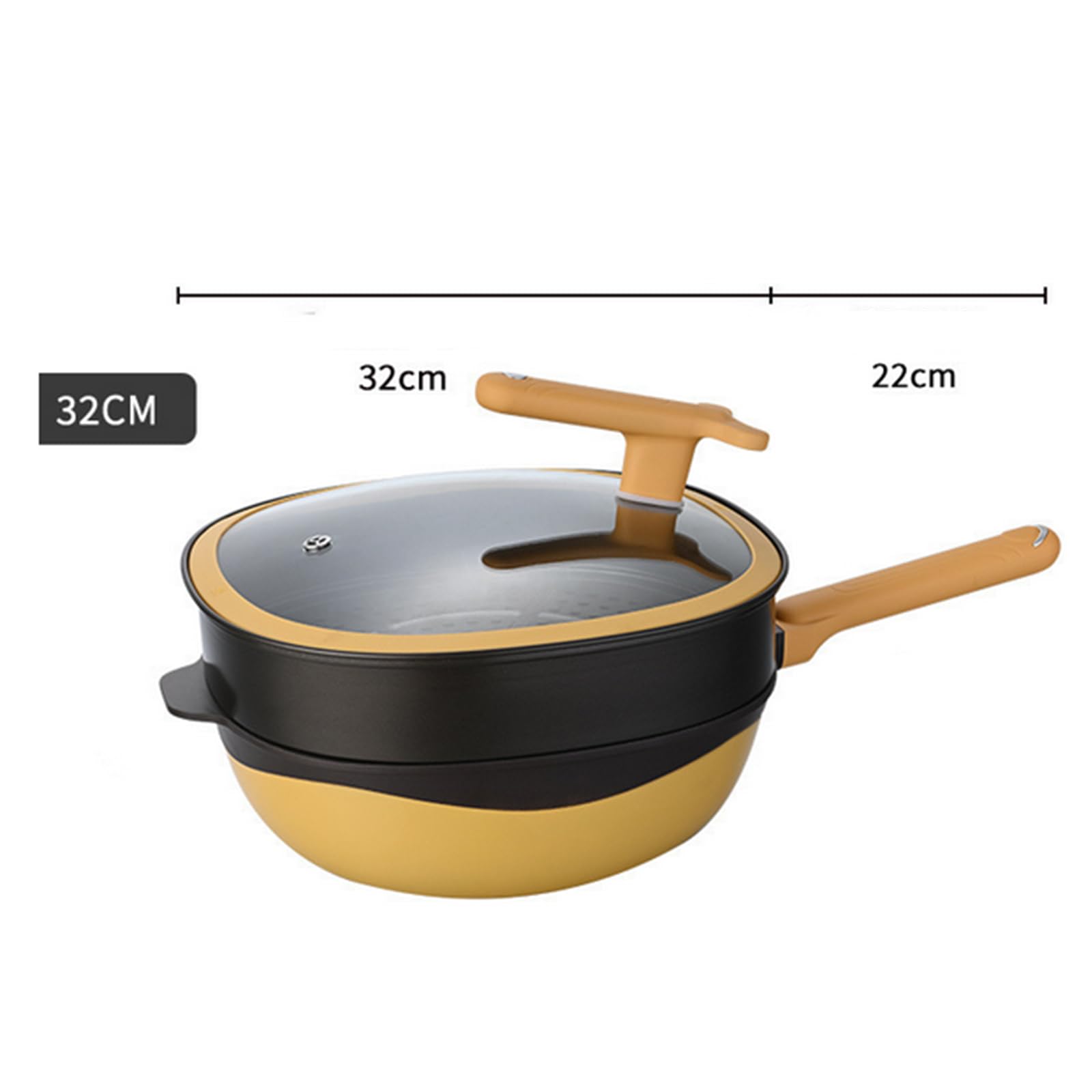 Regulacja temperatury Nonstick Wok, Odporność na wysoką temperaturę Kuchenka ceramiczna ze stopu tytanu Szybkie przewodzenie ciepła dla 2-6 osób (żółty)