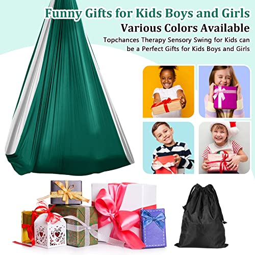 Sensory Swing Hammock for Kids - Indoor Outdoor 360° Rotate Thickened Double Layer Kids Therapy Swing Cuddle Pod Swing Gifts for Autism Adult Child Boys Girls with Special Needs (Dark Green+Grey)