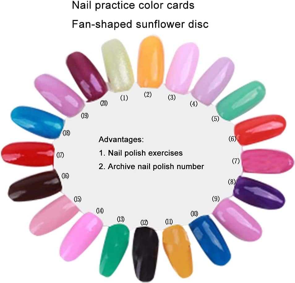 MY COLORS 10 Palettes 20 Nail Tips Display Board, for Nail Art Design Pattern Practice and Swatch Nail Polish Colors Display Wheel for Manicure,Nails Art Tools 1