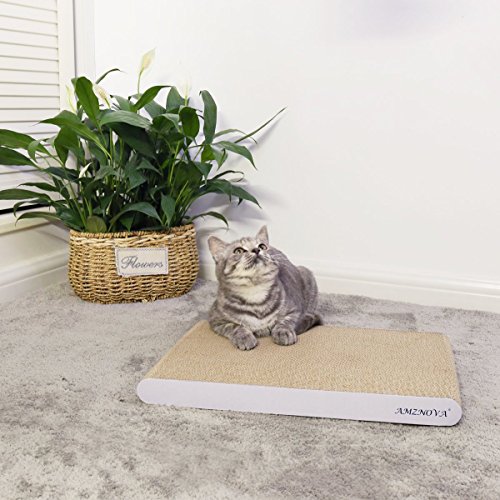 Image of AMZNOVA Cat Scratchers, Cardboard Cat Scrattcher, Scratching Pad, Cat Scratch Lounge, Colors Series, Wide, Ivory