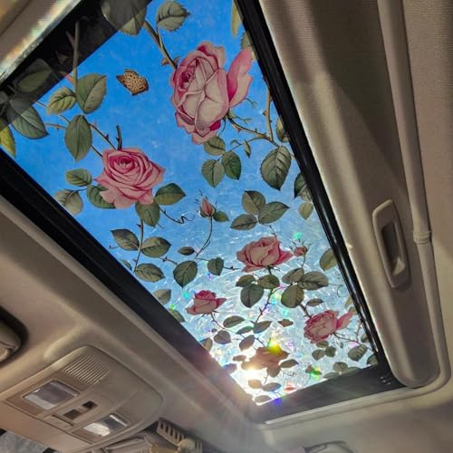 Vinilo decorativo para ventana efecto vitral rosa 17.7x35.4 pulg miniatura 1