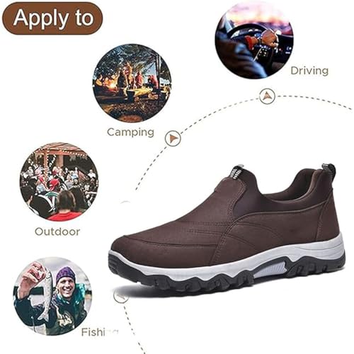 Orthowalkway Mens Shoes, Auguscare Shoes Men, Men's Comfortable Breathable Orthopedic Leather Walking Hiking Sneaker, Arch Support Slip-On Loafers2