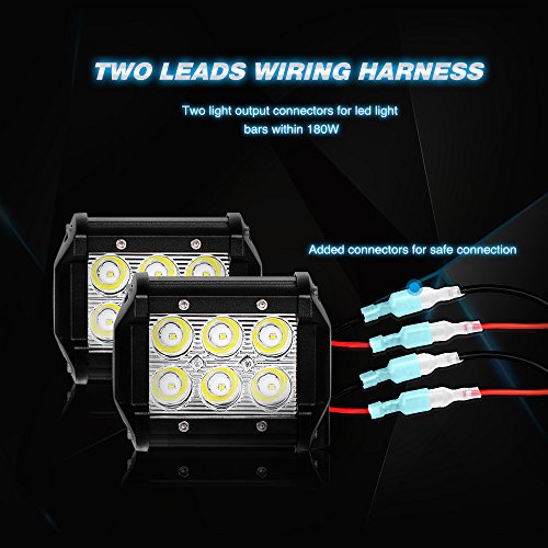 Image of Nilight LED Light Bar Wiring Harness Kit 16AWG 12V On Off Waterproof Switch Power Relay Blade Fuse-2 Lead,2 Years Warranty (10020W), Black, Red, Blue, Green