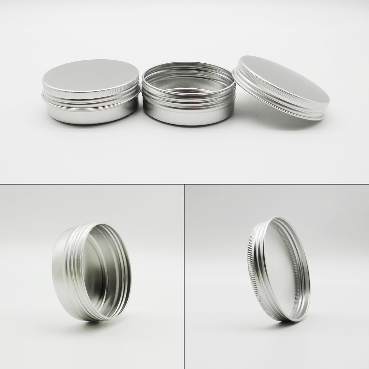 Wopanxye 10pack Aluminum Tin Jars 60ml, 15ml Empty Cosmetics Container Pots Travel 30ml Makeup Tins with Screw Lids - Image 4