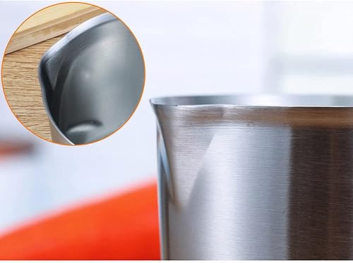 Miniatura 7 de Bettomshin 1 taza métrica de 67.6fl oz, taza medidora de acero inoxidable, taza espumadora de leche con marcado y mango, tazas de mezcla calentables