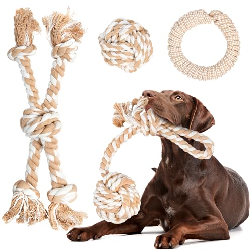 Image of Fida Heavy Duty Dog Rope Toys for Medium Large Dogs, Chew Tug Toys, 4 Pack