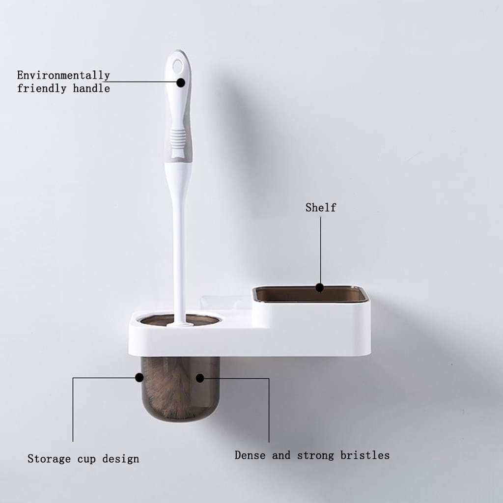 Toilet Brush Holder, Bathroom Set Household Long Handle No Dead Angle Cleaning with Storage Shelf