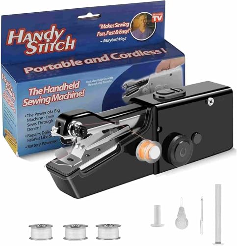 AUIFFER Handnähmaschine, Mini Nähmaschine Elektrisch Mit Unterfaden, Tragbare Nähmaschine Für Kleidung, Vorhänge, Stoffe, Jeans, Plüschtiere, DIY Nähprojekte, Zuhause Und Reisen
