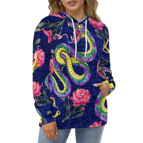 Sweat à capuche rose serpent UMENG, le pull unisexe taille S pour stopper les looks ternes - 5