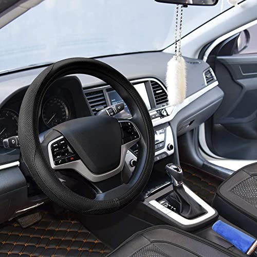 Image of Black Microfiber Leather Auto Car Steering Wheel Cover for A10 (15 Inch)