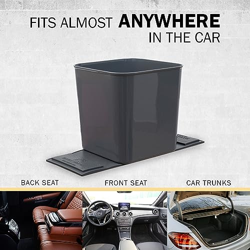 Image of Car Trash Can 1.4 Gallon with Stability Flap & Magic Strips - No-Tip Leakproof Car Garbage Bin for Car Floor, Mats, Front or Back Seat, SUV, Truck, Van, Vehicle Interior Organizer (Gray)