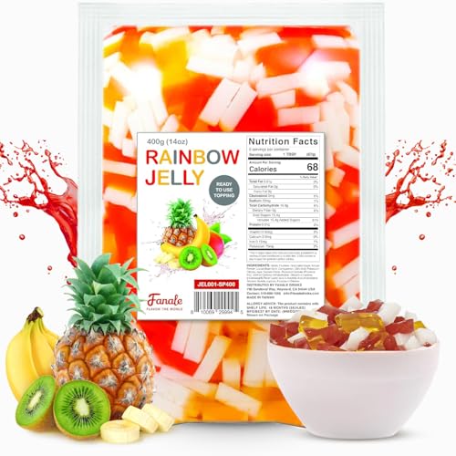 Fanale Coconut Jelly Topping nata de coco for Bubble Tea | Rainbow Konjac Jelly Topping for Boba...