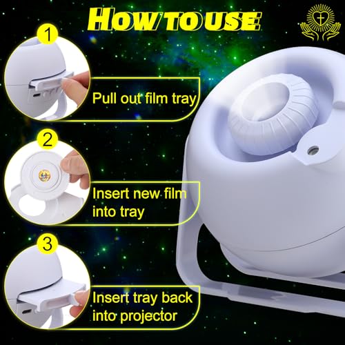 Image of Aurelema Bible Verses Projector Galaxy Projector Includes 6 Interchangeable Christian Discs Night Light Set Project Religious on Walls or Ceilings for Christian