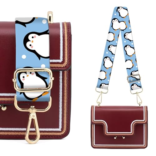Image of Wide Purse Strap Replacement Crossbody, Funny Shoulder Strap Adjustable, Cute Bag Strap for Women Guitar Purses Cute Blue Penguin