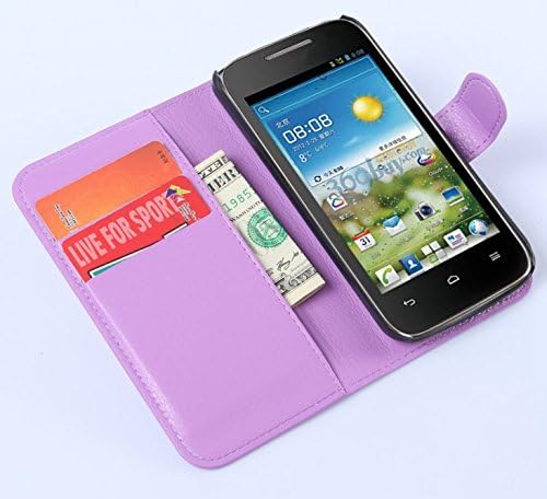 Premium Leather Wallet Case with Stand Flip Cover for huawei Ascend Y520 Case,huawei Ascend Y540 Case (wallet -Purple)