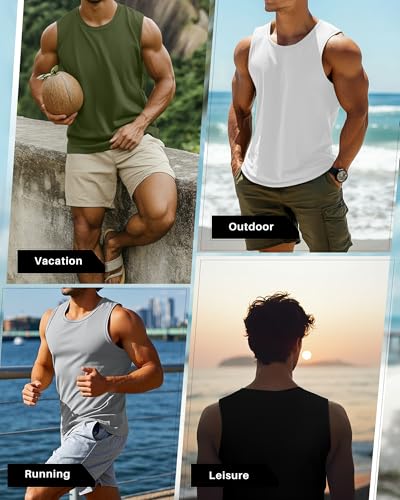 Neer 4 Pack Men's Big & Tall Tank Tops, Sleeveless Cotton Crew Neck T Shirts Casual Classic Shirts Muscle Quick Dry Tees4