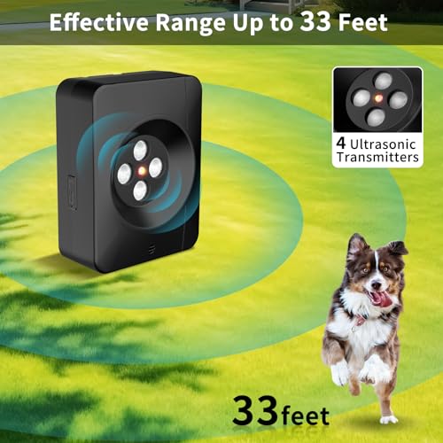 Qeweuuie Anti Barking Device For Dogs,3 Modes Ultrasonic Dog Barking Device,33Ft Rechargeable Barkshield For Dogs Indoor Outdoor,Stop Barking For Neighbors,Small, Medium,Large Dog Device - 3