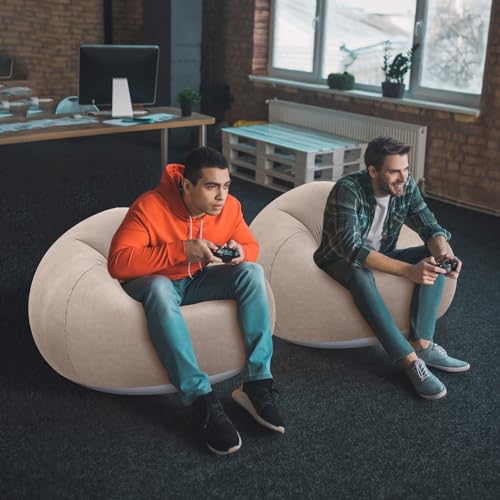 Image of Realspring Inflatable Bean Bag Chairs Outdoor Blow up Camping Chairs Inflatable Lazy Sofa Folding Portable Bean Bag Loungers Couch for Movie Night(Coffee,2 Pcs)
