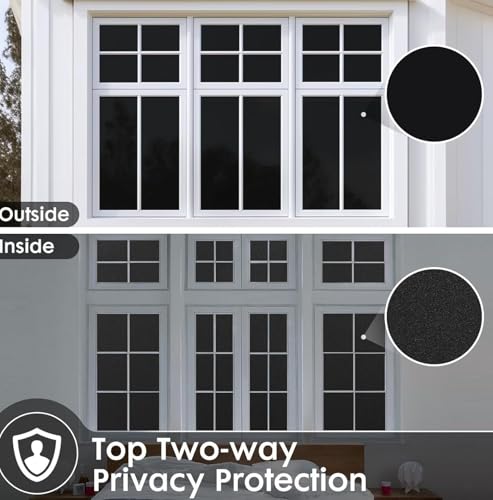 Image of CREONPrivacy Blackout Window Film, No-Glue Static Cling Black Films for Window Glass Tint Heat Control Anti UV Protective Cover Over 90% Shading for Home (20 x 240 Inch, Black Out Film)
