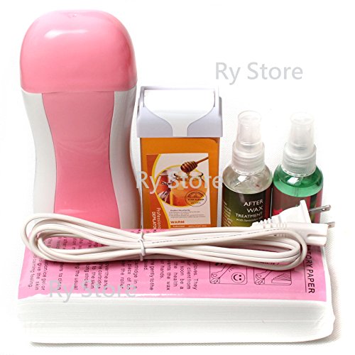 5 in 1 Honey Taste 100g Wax Roll-on Refillable Depilatory Wax Heater Waxing Hair Removal Kit Tools Machine with 100 PCS