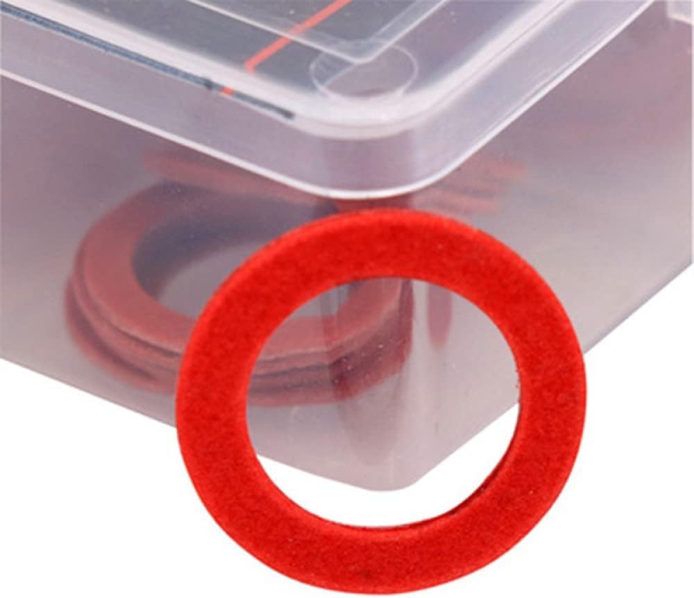 BKEKM Flache Unterlegscheibe, 150/600 Stück, Unterlegscheibe, roter Stahl, Papierfaser, Flache Unterlegscheibe, Schraubensatz, Flache Ringdichtung, Flache Dichtung, flaches Unterlegscheiben-Set