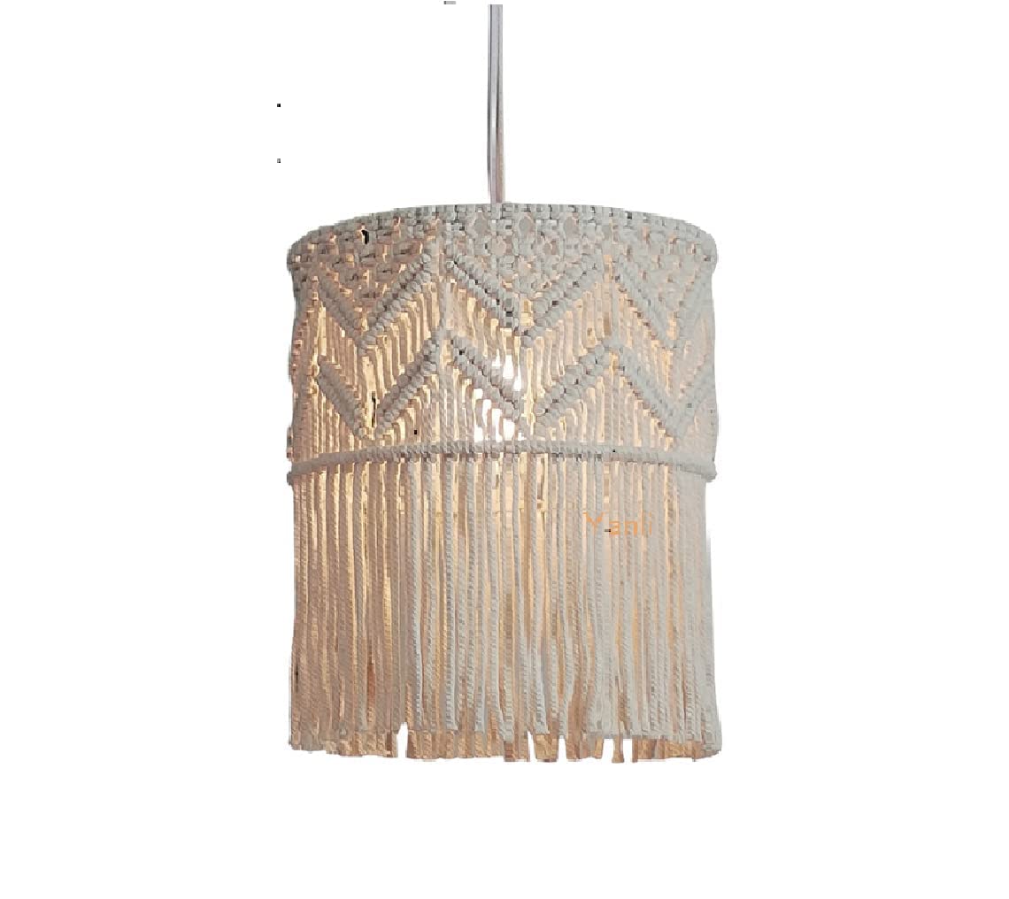 Urooz Cotton Chandelier | Boho Hanging Lamp, Handmade Ceiling Pendant Light Shade for Bedroom Living Room Nursery | Bohemian Dreamcatcher Lamp for Home Aisle Garden Party