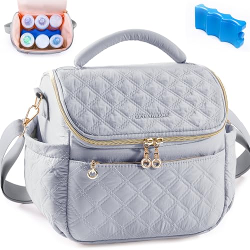 Image of SFYBYHEART Breastmilk Cooler Travel Bag with Ice Pack for 6 Baby Bottles Up to 9 Ounce - Insulated Bottle bag for Daycare - Breastmilk Storage Bag - Baby Bottle Cooler Bag - Bottle Holder
