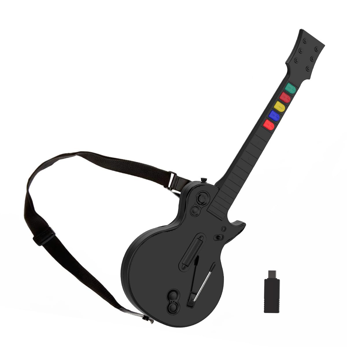 NBCP Controller Guitar Hero per PC e PS3, Chitarra Wireless per Guitar Hero 3/4/5 e Giochi Rock Band 1/2, Chitarra Guitar Hero con Tracolla per Chitarra (Dieci Tasti/Nero)