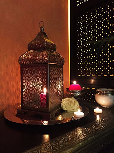 Orientalische Laterne aus Metall Kalila 41cm | orientalisches Windlicht silber | Marokkanische Metalllaterne für draußen… – Bild 6
