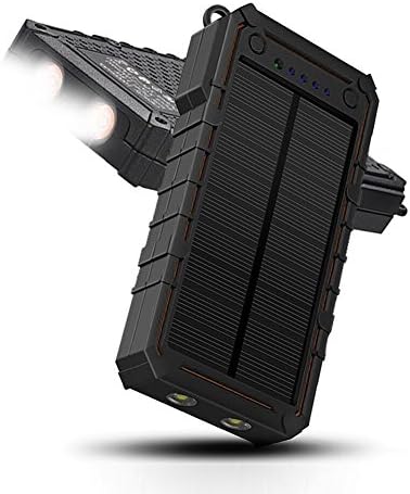 15600mAh Zenos Solar Charger Premium Quality Waterproof Power Bank Sunpower Portable Phone Charger External Battery Pack with LED Flashlight 2-Port Dual USB 2,1A Max Output Backup for Outdoors(Orange)
