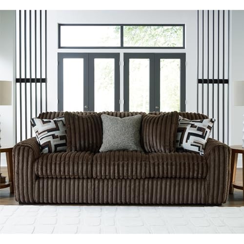 Image of Signature Design by Ashley Midnight-Madness Sofa, Oversized Jumbo Corduroy Brown Couch with No Assembly Required and Reversible Cushions, Ideal for Cozy Living Room Lounging, Chocolate, 98 inch W