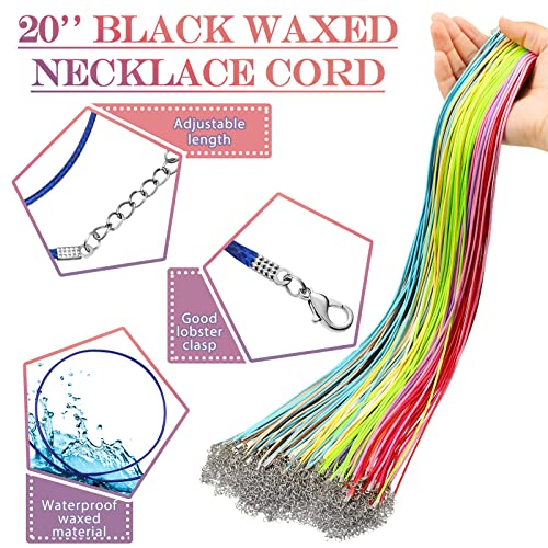 Tudomro 100 Pieces Waxed Necklace Cord With Clasp Bulk Necklace Bracelet Chains Necklace String Rope Cord For Jewelry Making Pendants Charms (Bright Color) #TOP5