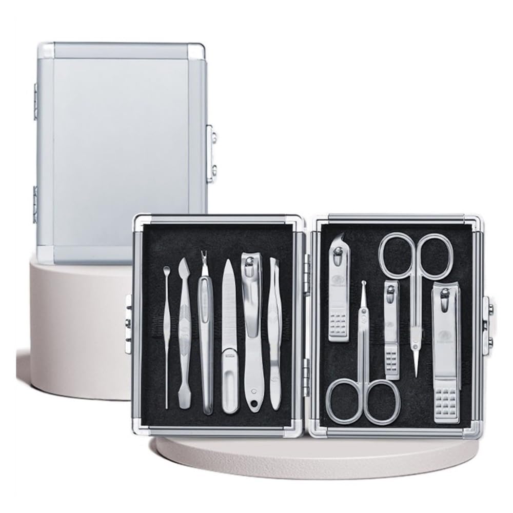 Zestaw do obcinania paznokci Manicure Set with Luxury Metal Box, 11Pcs Professional Nail Clippers Kit Pedicure Care Tools- Stainless Steel Grooming Kit for Travel or Home nożyczki do paznokci dla mężc