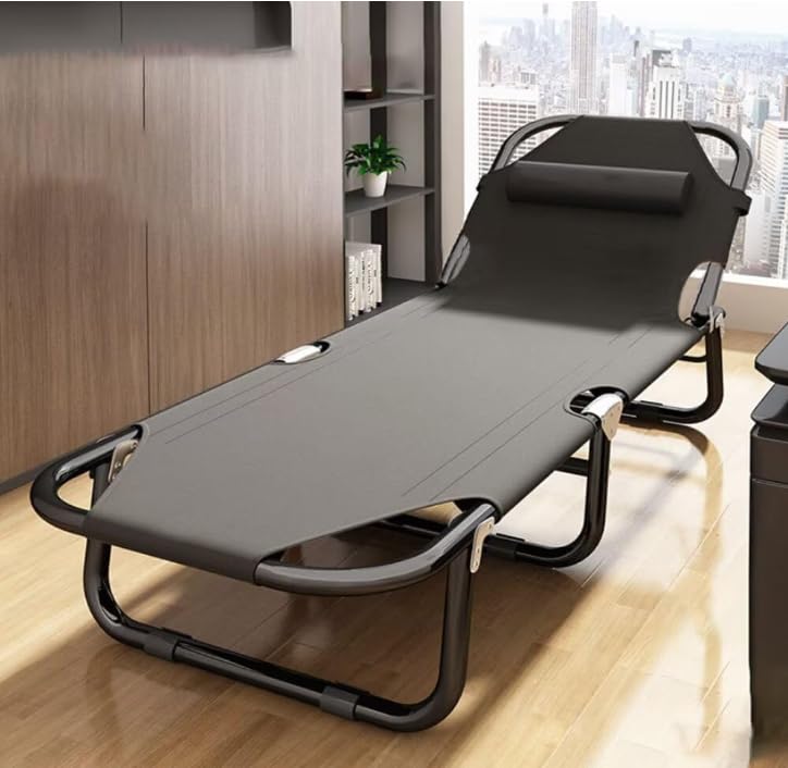 折りたたみベッド シングルサイズ サマーベッド 4段階調節可能 リクライニング ヘッドレスト付き 滑り止めフットパッド 通気性素材・静電気防止 軽量で快適 コンパクト収納 簡易ベッド 家庭用/アウトドア/オフィス用 スチールフレーム 頑丈で長持ち シンプルデザイン 耐荷重100kg 安定性 組立不要 サイズ56×170cm