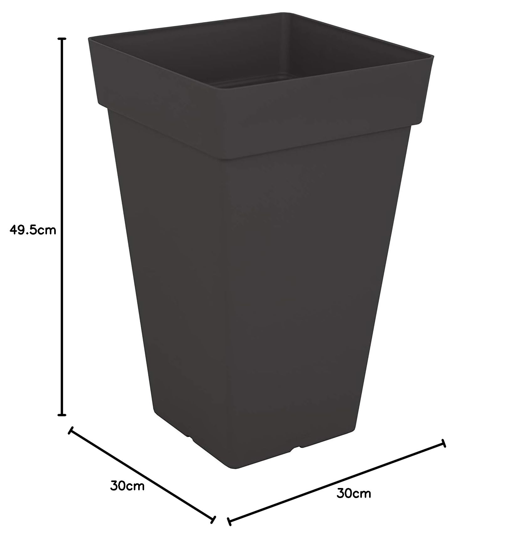 Vaso Alto Quadrato Capri 50 cm Antracite