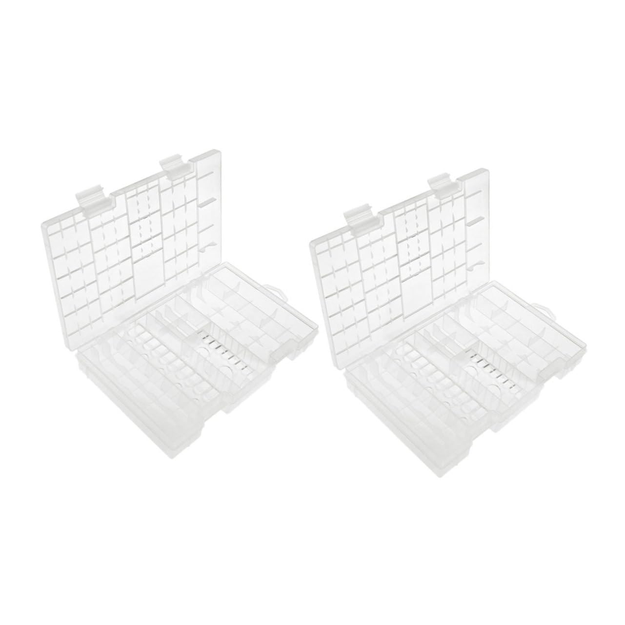 COHEALI 2pcs Battery Holder Organizer Clear Storage Box for Aa Aaa Durable Plastic Container with Transparent Lid for Home Office Go Use