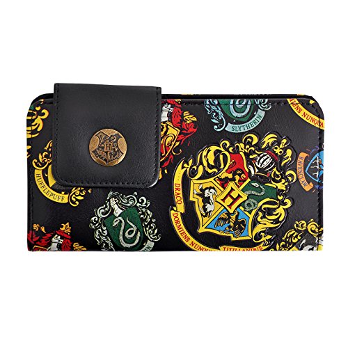 Preisvergleich Produktbild Harry Potter Hogwarts Brieftasche mit Häuser Wappen Geldbörse schwarz