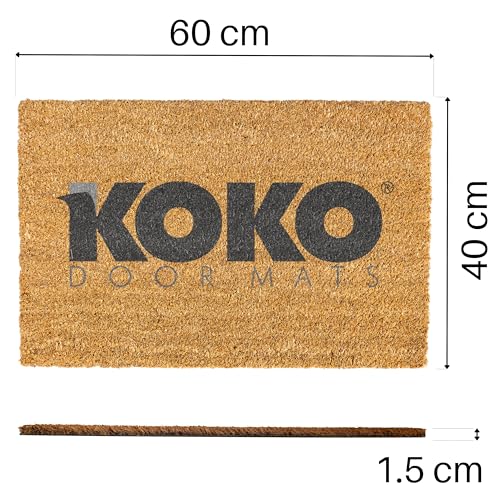 KOKO DOORMATS Kokos Fußmatte außen mit Anti-Rutsch PVC | Lustige Türmatte Hello - Bulldog | Umweltfreundlich, Robust & Pflegeleicht | 60x40 cm für Außenbereich & Haustür