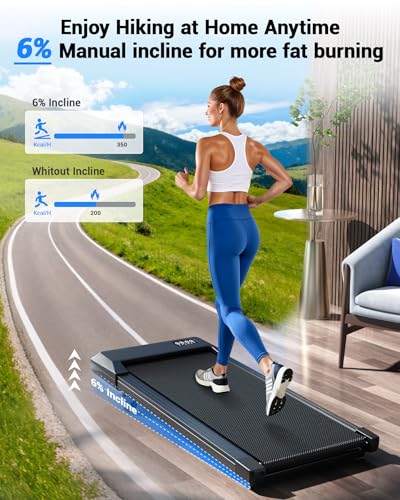 DeerRun Walking Pad Under Desk Treadmill with Incline, Quiet & Space-Saving Design for Home Office, 300 lbs Capacity, 0.6-3.8 MPH, App & Remote Control - Image 3