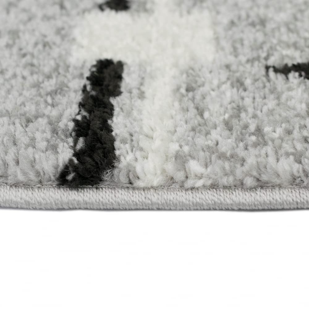 Teppich-Traum Tapis de Salon avec Carré Abstrait | Facile d'entretien | Gris Noir Größe 200x280 cm