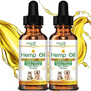 Hemp Oil for Dogs & Cats – 1500mg (2 Pack) -100% A Organic Pet Hemp Oil – Anxiety Relief for Dogs & Cats – Supports Hip…