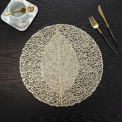 TrendegicTrendegic PVC Vinyl Plastic Stain Resistant Heat-Resistant Round Table Place mats Hot Vessels for Kitchen Dining Table (Leaf Shape - 6 PCS)